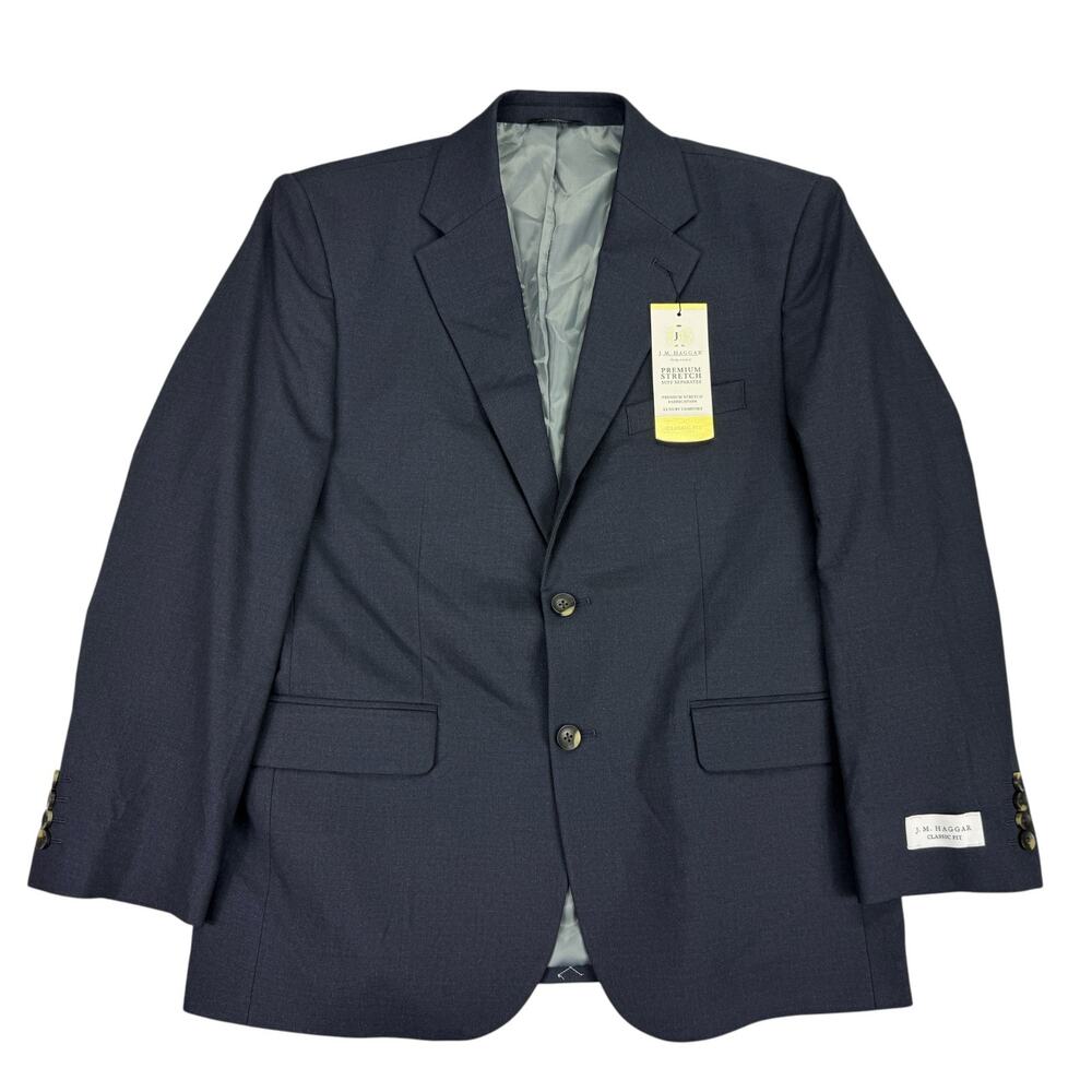 Haggar Mens Premium Stretch Classic Fit Suit Jacket Dark Navy Blue 42S